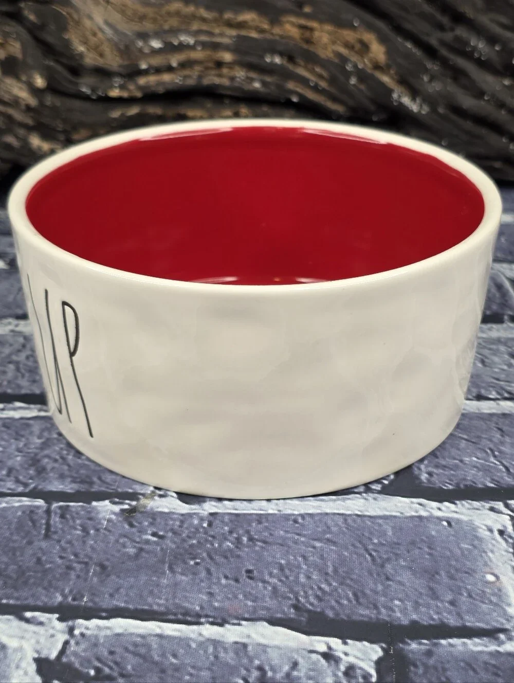 Rae Dunn DRINK UP Ceramic Pet Water Bowl – Red & White